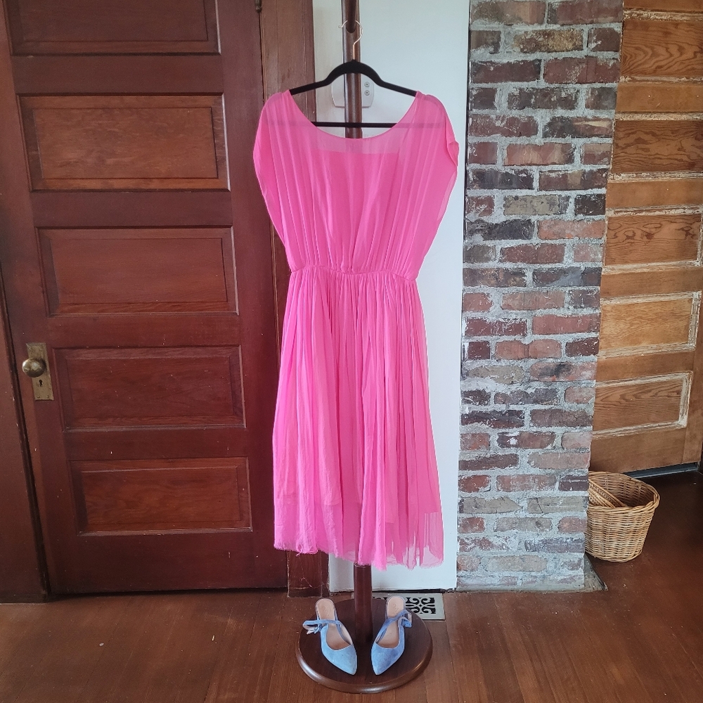 Vintage Silk Pink Party Dress - Women's Small